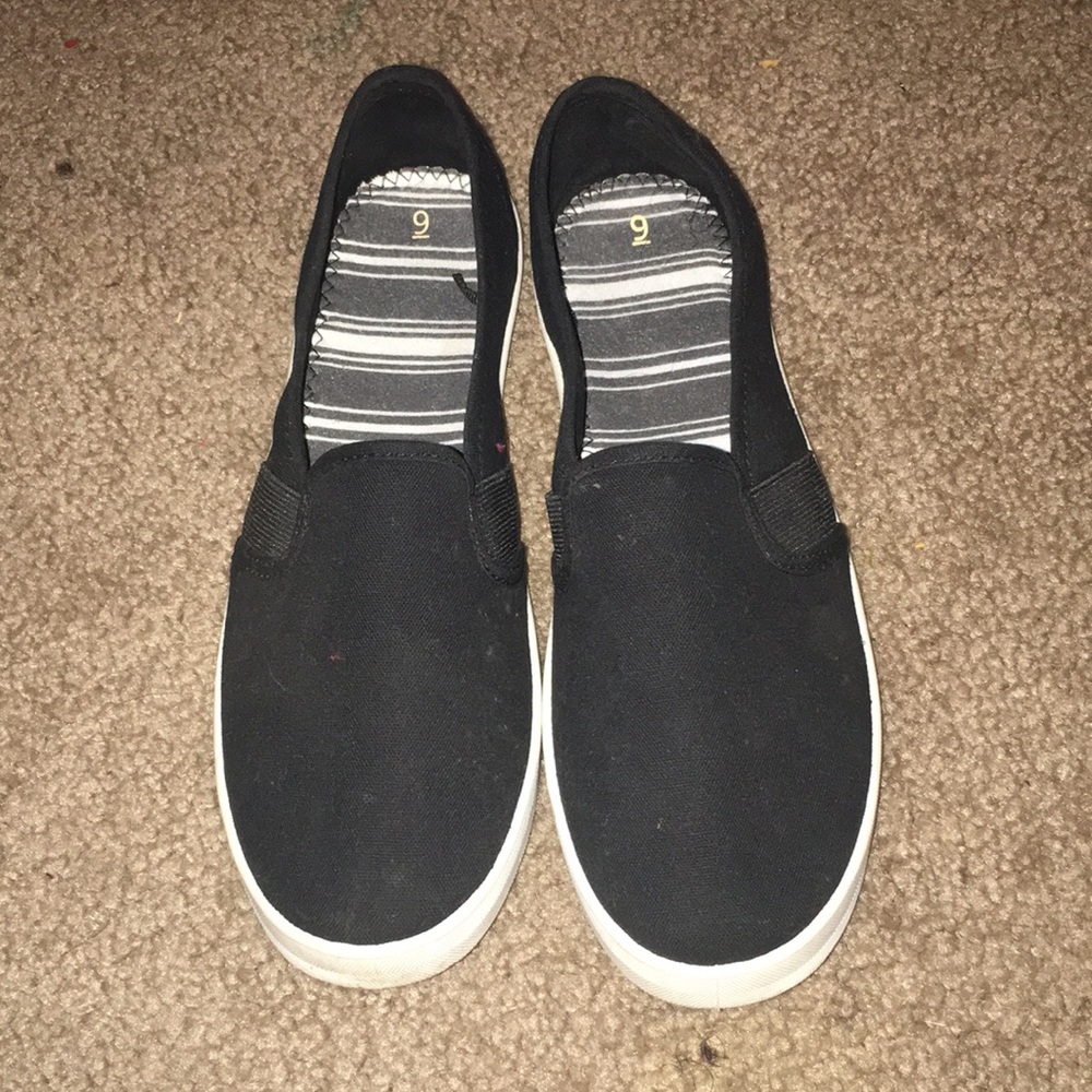 Black slip on flats